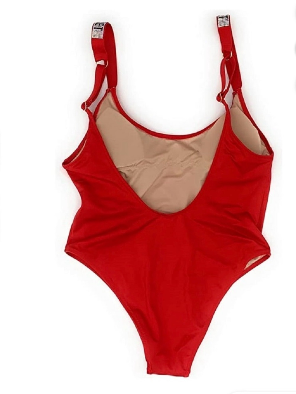 Victoria Secret RED SHINY SILVER Vardia Shine Strap Swim One Piece SZ LARGE - Picture 9 of 13